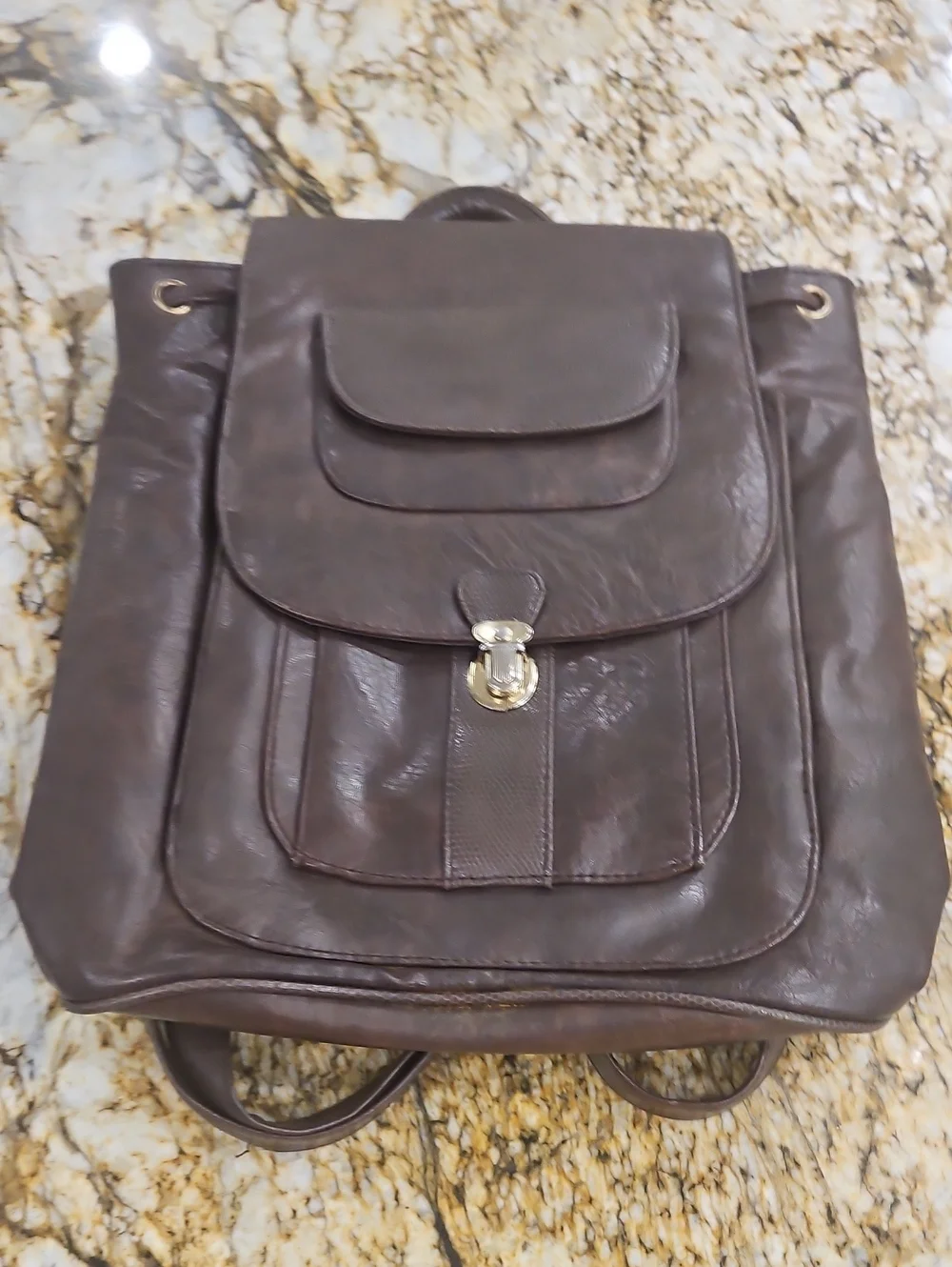Outbrook VTG Classic Brown Leather Backpack - Men Bags